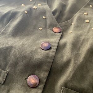 Laine Vintage Olive Green Cropped Jacket/ Blazer/Shirt  Studded Button Front